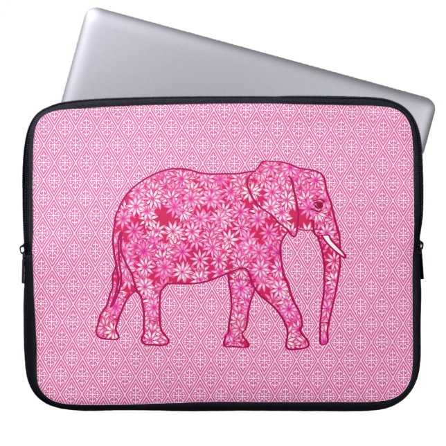 Langwerpige olifant - fuchsia roze laptop sleeve (Voorkant)