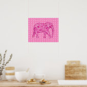 Langwerpige olifant - fuchsia roze poster (Keuken)