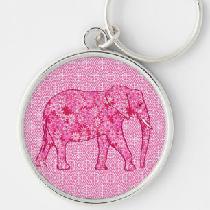 Langwerpige olifant - fuchsia roze sleutelhanger
