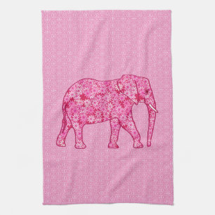 Langwerpige olifant - fuchsia roze theedoek