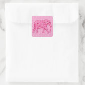 Langwerpige olifant - fuchsia roze vierkante sticker (Tas)