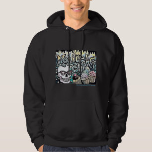 Langwerpige schedel met cupcakes, graffiti-stijl hoodie