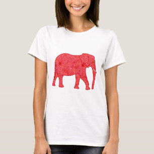 Langwerpolifant - diep rood en koraal t-shirt