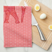 Langwerpolifant - diep rood en koraal theedoek (Quarter Fold)