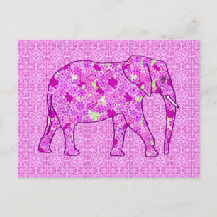 Langwerpolifant - orchidee en magenta briefkaart