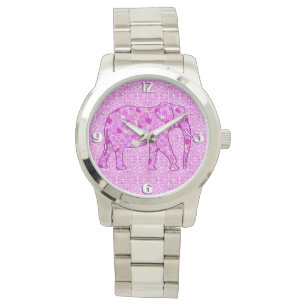 Langwerpolifant - orchidee en magenta horloge