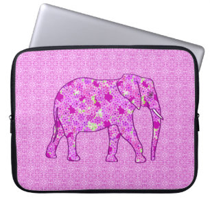 Langwerpolifant - orchidee en magenta laptop sleeve