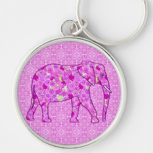 Langwerpolifant - orchidee en magenta sleutelhanger