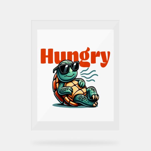 Langzaam en hongerig - Cool Turtle Acryl Bord (Voorkant)
