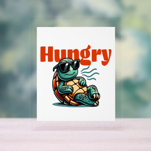 Langzaam en hongerig - Cool Turtle Acryl Bord (Neutraal)