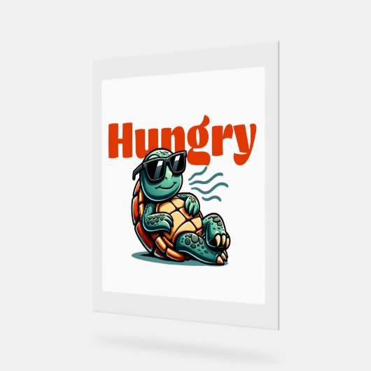 Langzaam en hongerig - Cool Turtle Acryl Bord (Hoek)