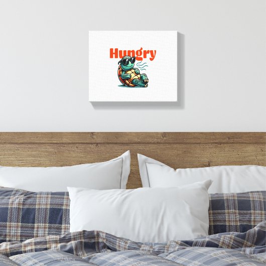 Langzaam en hongerig - Cool Turtle Canvas Afdruk (Insitu (Slaapkamer))