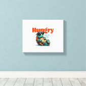 Langzaam en hongerig - Cool Turtle Canvas Afdruk (Insitu (Houten vloer))