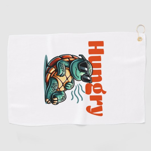 Langzaam en hongerig - Cool Turtle Golfhanddoek (Horizontaal)