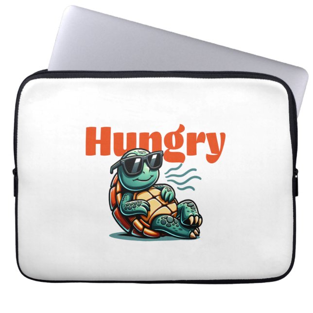 Langzaam en hongerig - Cool Turtle Laptop Sleeve (Voorkant)