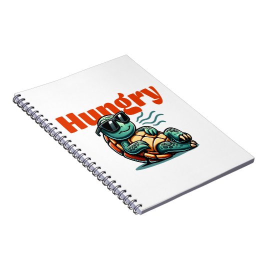 Langzaam en hongerig - Cool Turtle Notitieboek (Rechterzijde)