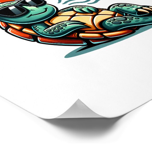 Langzaam en hongerig - Cool Turtle Poster (Hoek)