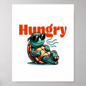 Langzaam en hongerig - Cool Turtle Poster (Voorkant)