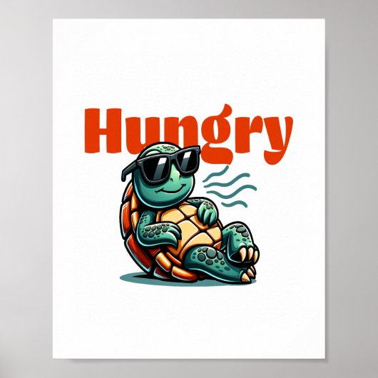 Langzaam en hongerig - Cool Turtle Poster (Voorkant)