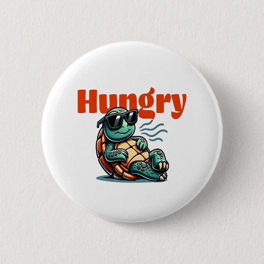 Langzaam en hongerig - Cool Turtle Ronde Button 5,7 Cm (Voorkant)