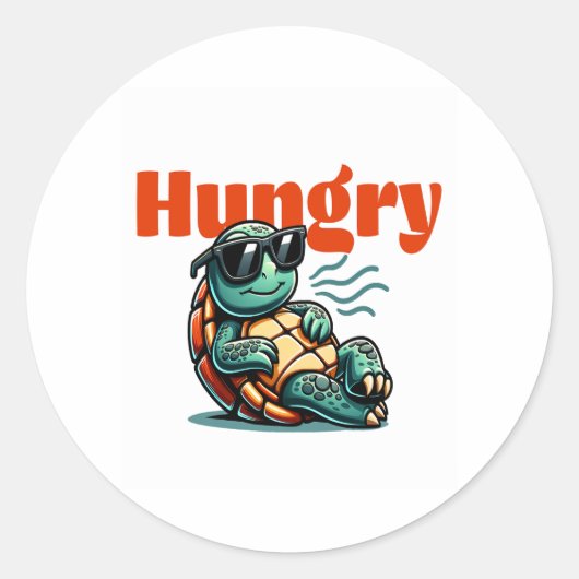 Langzaam en hongerig - Cool Turtle Ronde Sticker (Voorkant)