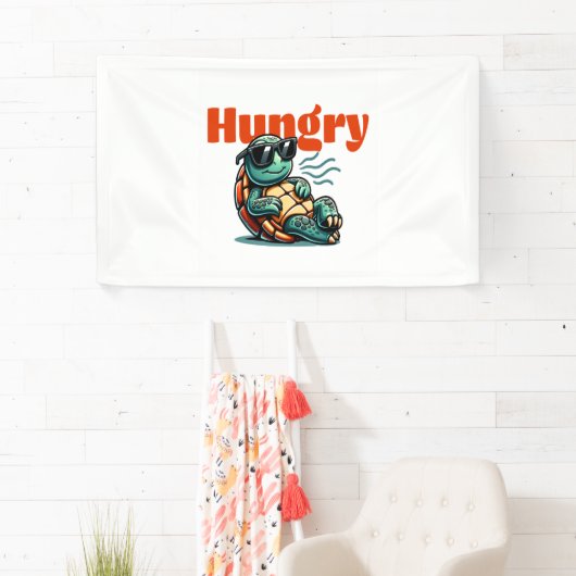 Langzaam en hongerig - Cool Turtle Spandoek (Insitu)