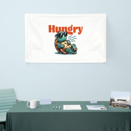 Langzaam en hongerig - Cool Turtle Spandoek (Beurs)