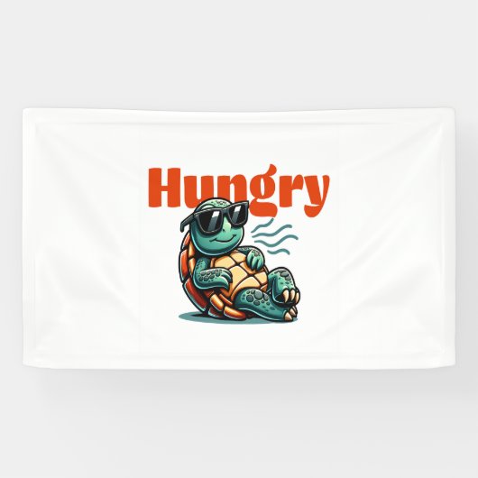 Langzaam en hongerig - Cool Turtle Spandoek (Horizontaal)