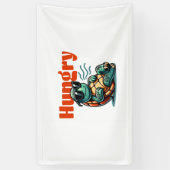 Langzaam en hongerig - Cool Turtle Spandoek (Verticaal)