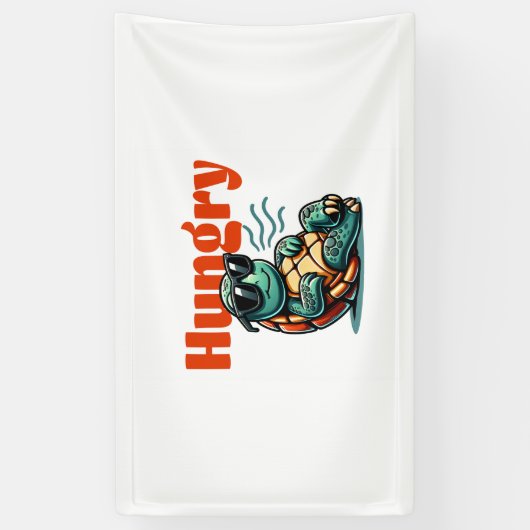 Langzaam en hongerig - Cool Turtle Spandoek (Verticaal)