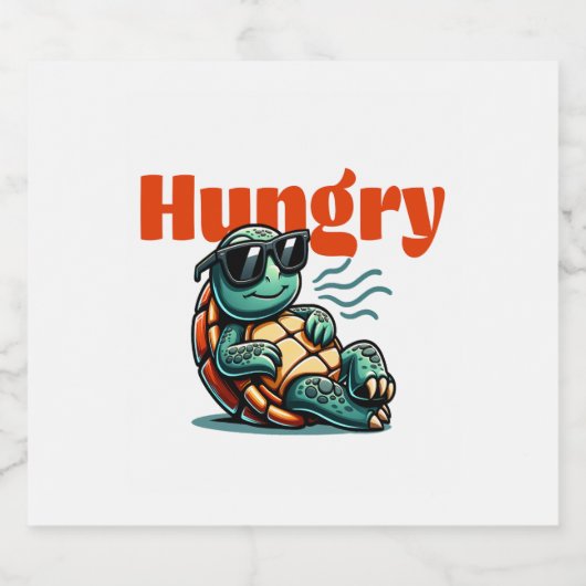 Langzaam en hongerig - Cool Turtle Sparkling Wijnetiket (Enkel label)