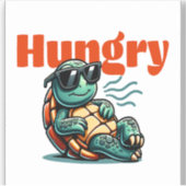 Langzaam en hongerig - Cool Turtle Sticker (Voorkant)