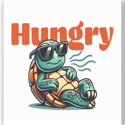 Langzaam en hongerig - Cool Turtle Sticker (Voorkant)