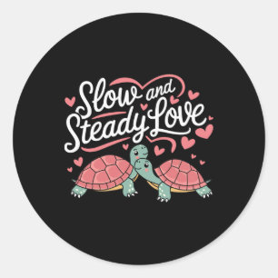 Langzaam en stabiel liefde Schattig schildpad kopp Ronde Sticker