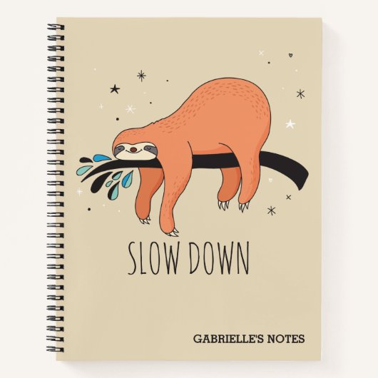 Langzaam - Funny Sloth Notitieboek (Voorkant)