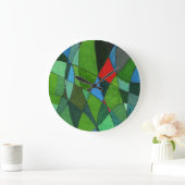 Langzaam gekromde cellen in koele groenen met rood grote klok (Huis)