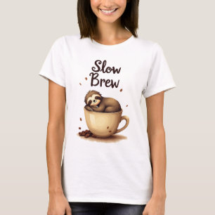 Langzaam Getrokken Koffie Luiaard T-shirt