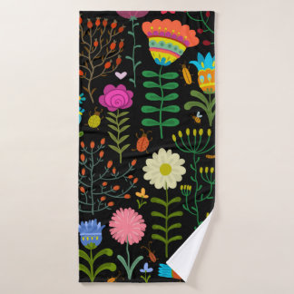 Langzaam met de hand getekend illustratiepatroon badhanddoek