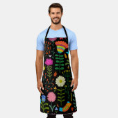 Langzaam met de hand getekend illustratiepatroon schort (Gedragen)