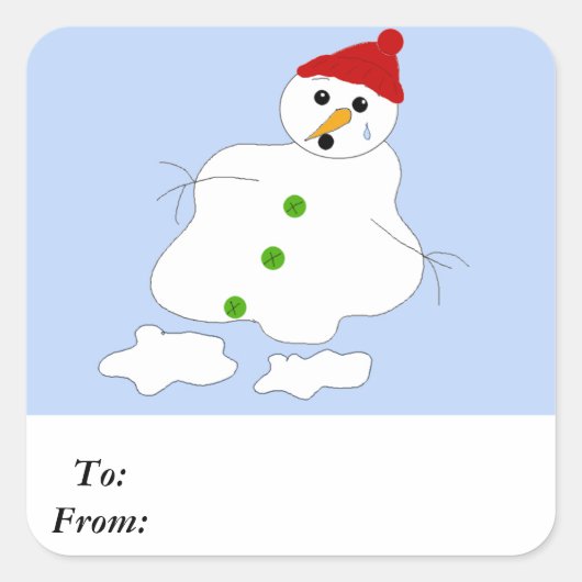 Langzaam Snowman smelten Vierkante Sticker (Voorkant)