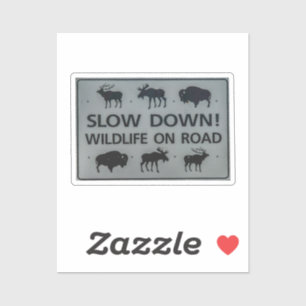 Langzaam! Wildleven op de wegmarkering Sticker