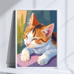 Langzame knipperingen   Katje Waterverf Huisdier S Poster