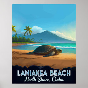 Laniakea Beach Haleiwa Oahu Hawaii Schildpad Poster