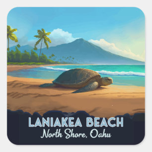 Laniakea Beach Haleiwa Oahu Hawaii Schildpad Vierkante Sticker
