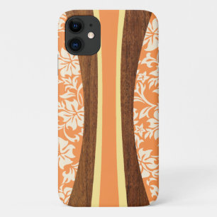 Laniakea Hawaiian Faux Wood Sinaasappel Surfboard iPhone 11 Hoesje