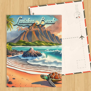 Laniakea Oahu Hawaii tropische waterverf kleurrijk Briefkaart
