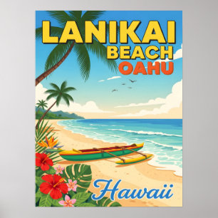 Lanikai Beach, Hawaii - Tropische kano Poster