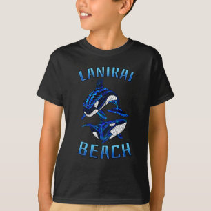 Lanikai Beach Hawaii Vacation Tribal Whale Orcas T-shirt