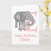 L'animal ABC E est pour la carte d'anniversaire d' (Fleur jaune)