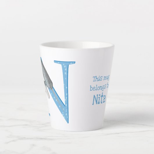 L'animal ABC N est pour le narval latte mug (Devant)